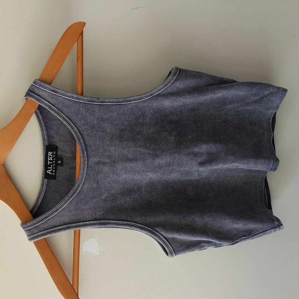 Alter Brooklyn Crop Tank Top Size (S) Grey Blue